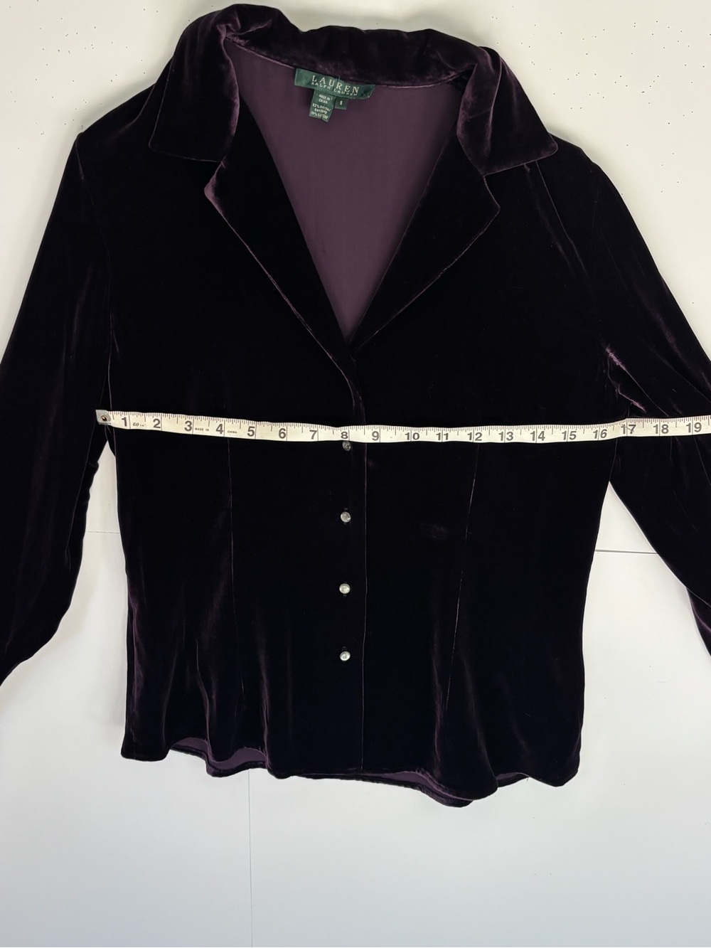 Ralph Lauren Dark Purple Velvet Button-Up top whimsy goth romantic size small - Picture 4 of 9